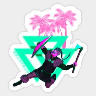 Neon Viking Vaporwave Aesthetic Ragnar Sticker